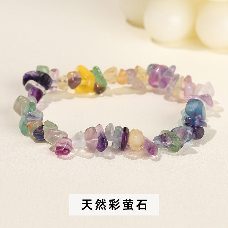 Wholesale natural crystal agate colorful gravel elastic bracelet